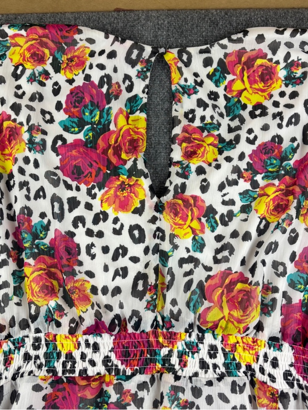 TORRID x Betsey Johnson Women’s White Leopard Floral Chiffon Dress size:: 5 - Picture 4 of 11